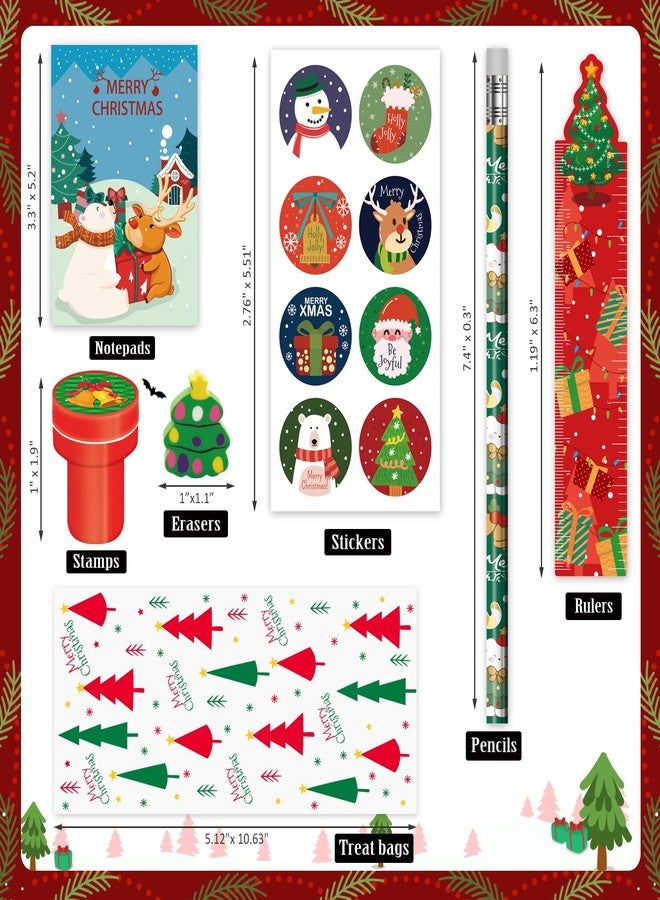 BEARUN 168 PCS Christmas Party Favors for Kids, 24-Pack Christmas Stationery Set for Stocking Stuffers, Christmas-Themed Classroom Gift Exchange Carnival Events Class Reward Gifts and Prizes - Image 4